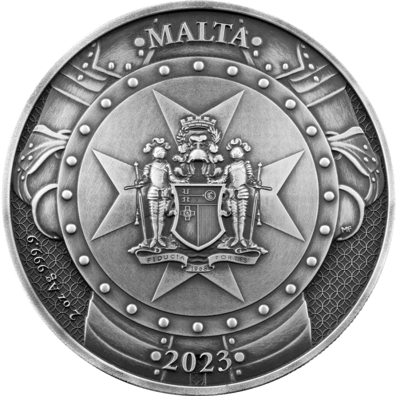 Stříbrná mince 2 oz Rytíři Minulosti 10 Euro 2023 Pozlacená, Ostařená