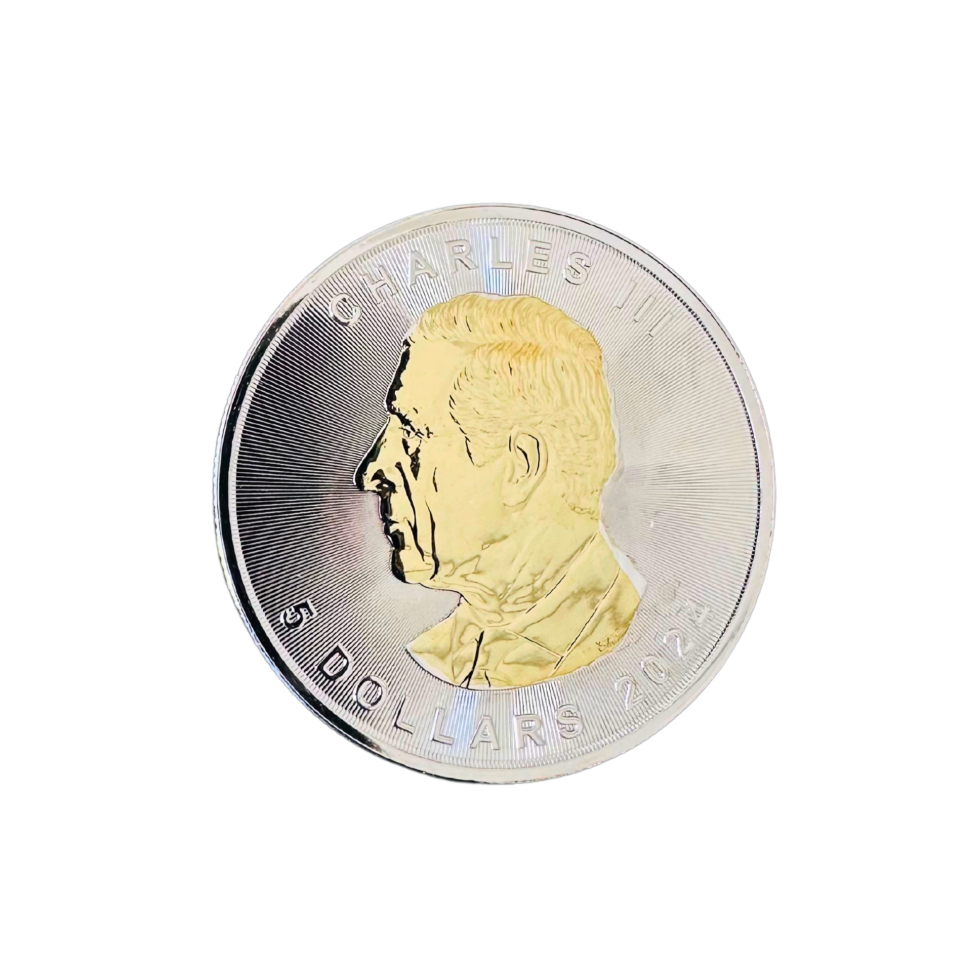 Stříbrná mince se zlatým písmenem a certifikátem 1 oz Maple Leaf