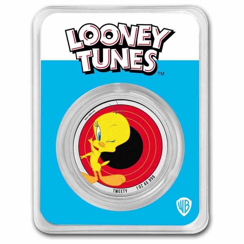 Stříbrná mince 1 oz Tweety Looney Tunes 2023 Kolorovaná v kartě