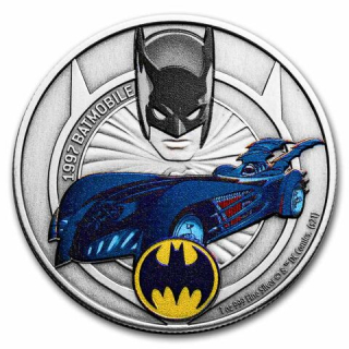 Stříbrná mince 1 oz Batmobile 1997 DC Comics 2021 Kolorovaná