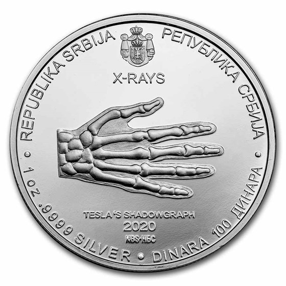  Stříbrná mince Nikola Tesla X-Rays 1 oz 2020