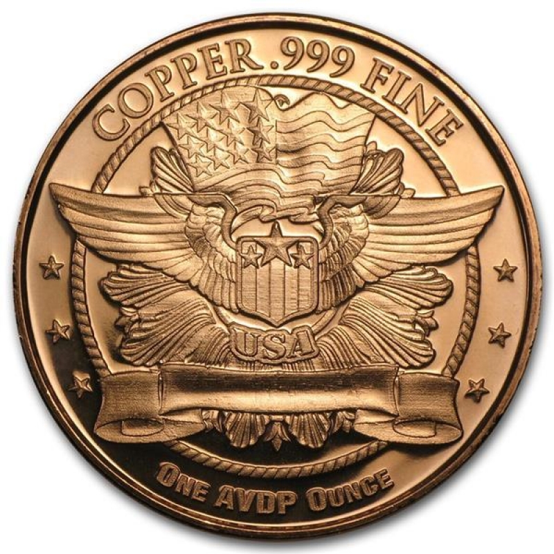 Měděná medaile Eagle Head 1 oz AVDP