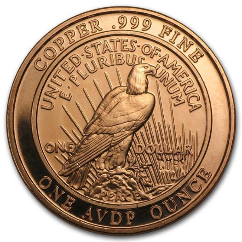 Měděná medaile 1 oz Mírový Dolar