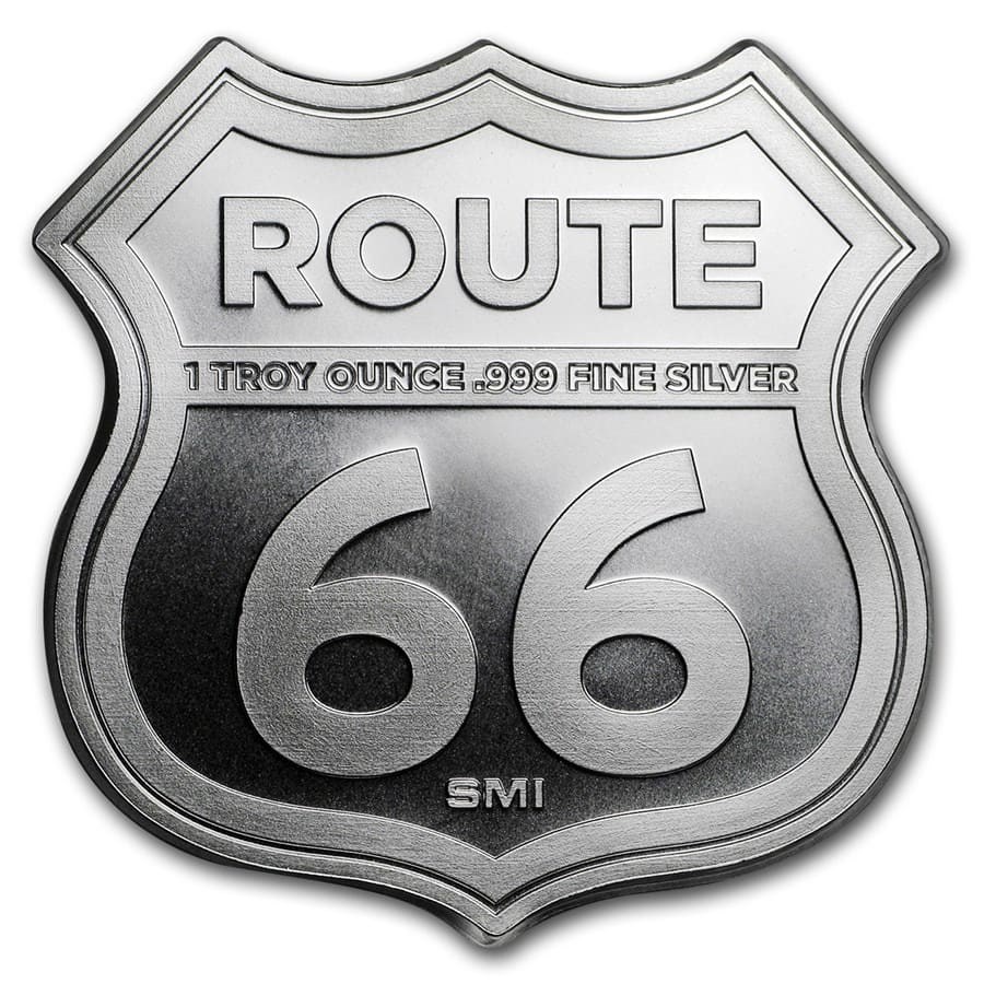 Stříbrná mince 1 oz Icons of Route 66 shield Kansas Rainbow Bridge