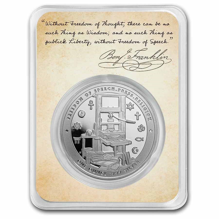 Stříbrná mince 1 oz Benjamin Franklin  Founders of Freedom  BU v kartě