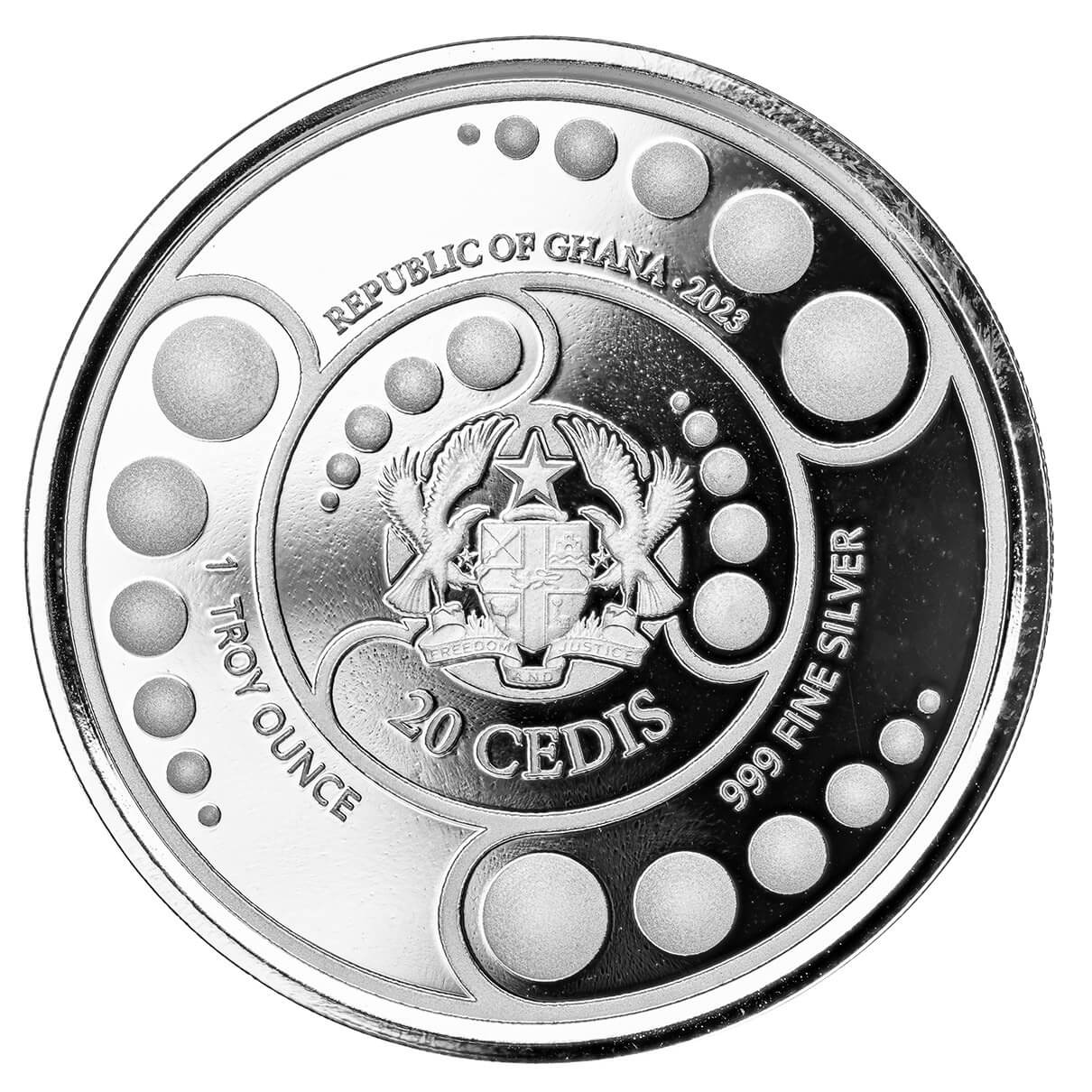 Stříbrná mince 1 oz Mimozemšťan Ghana 2023 Proof Kolorovaná