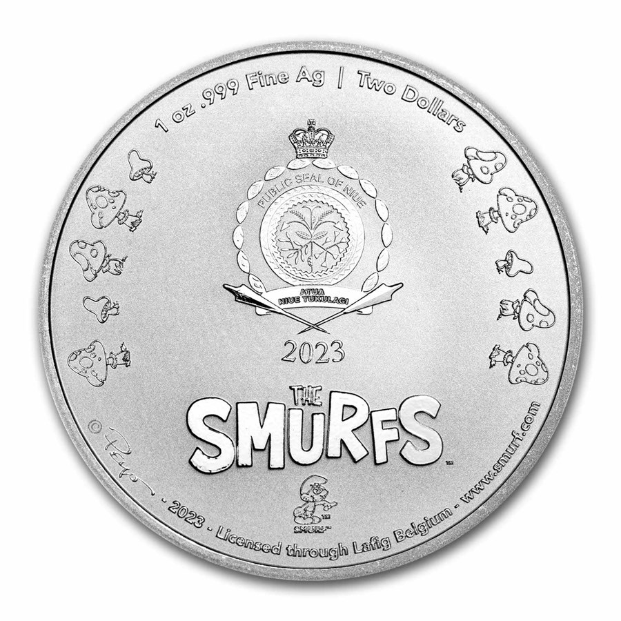 Stříbrná mince 1 oz Šmoulové 2023 BU