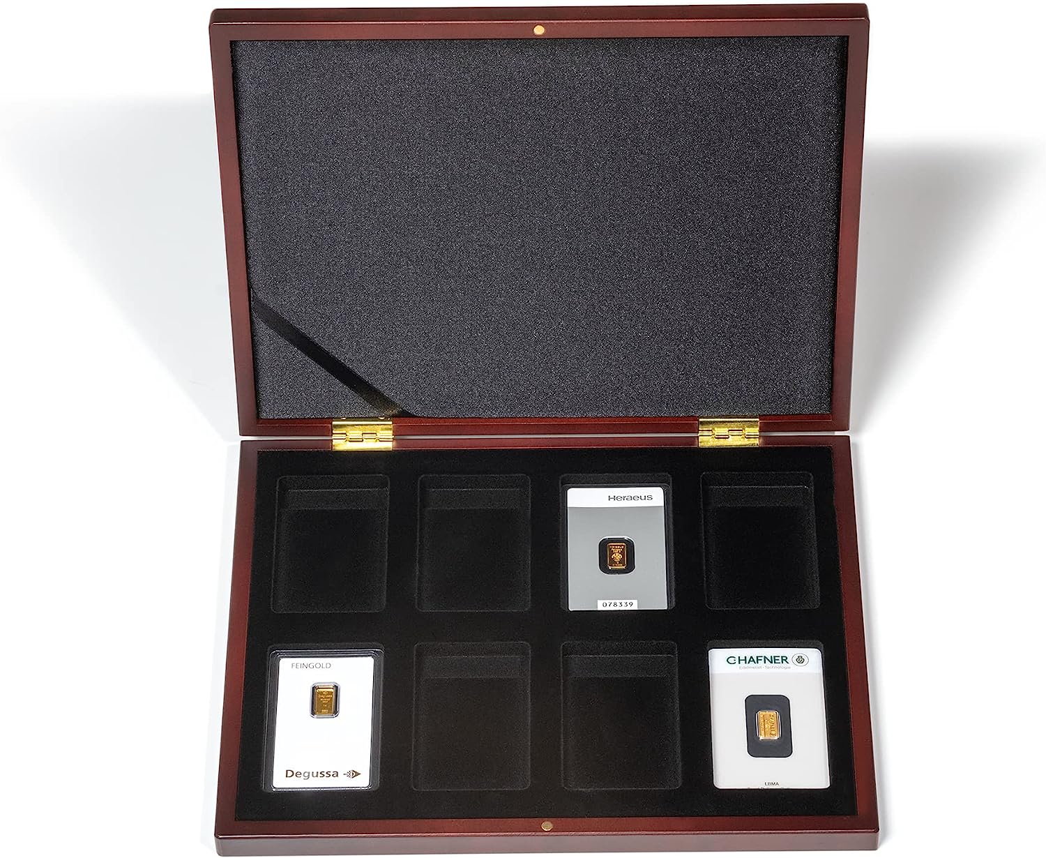 Krabička Volterra na 8 ks zlatého slitku - Mahagonová
