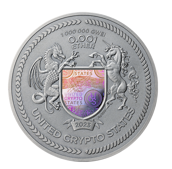 Stříbrná mince 2 oz Binary Puma United Crypto States 2023 Ostařená
