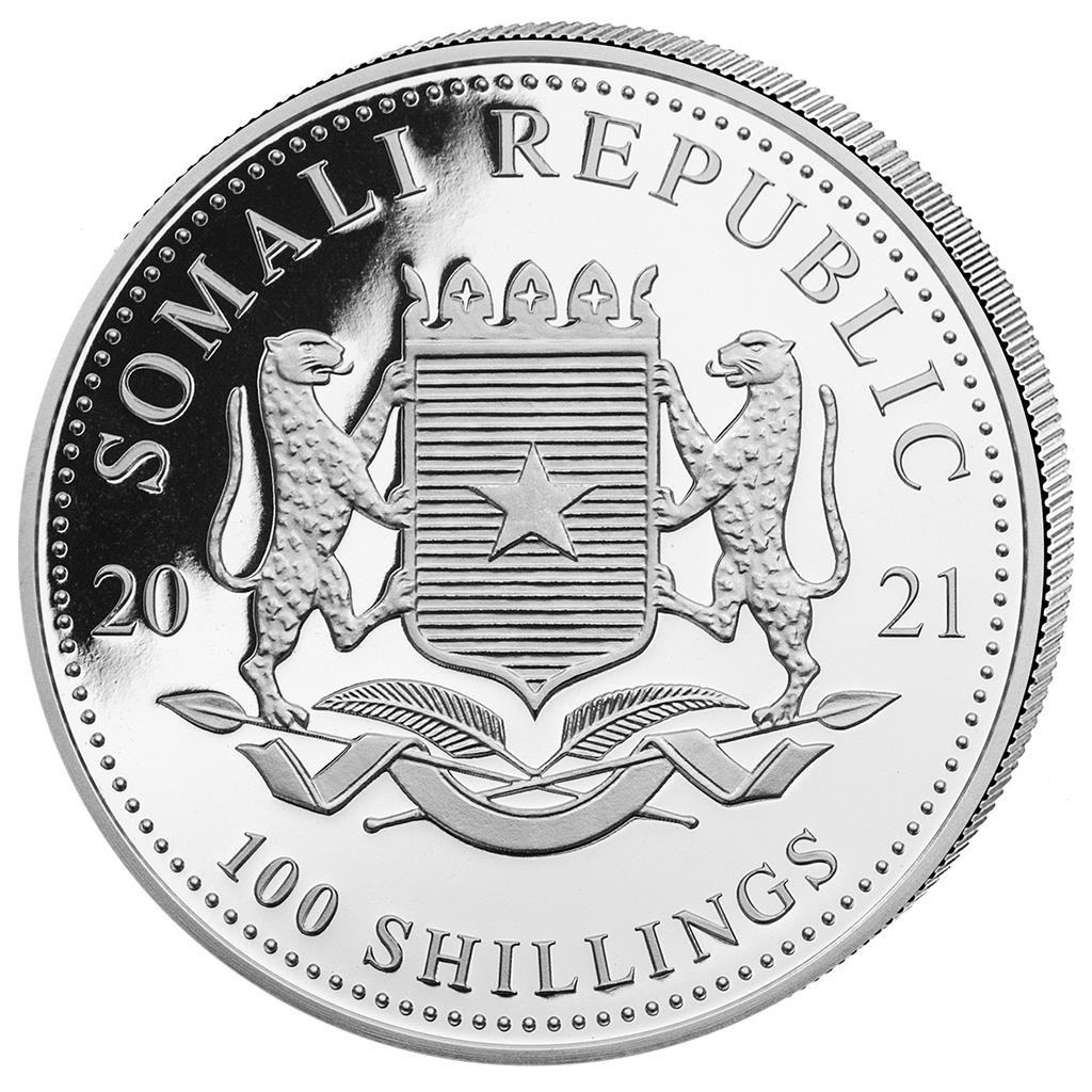  Stříbrná mince Somalia Leopard 1 oz 2021 zlacená