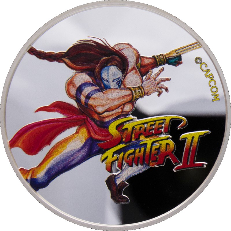 Stříbrná mince Fiji Street Fighter Vega 30. Výročí 1 oz 2021 kolorovaná