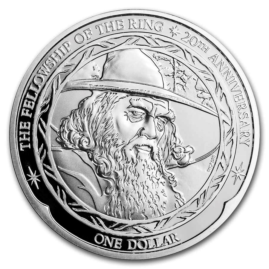 Stříbrná mince Pán Prstenů -  Gandalf 20. výročí 1 oz 2021