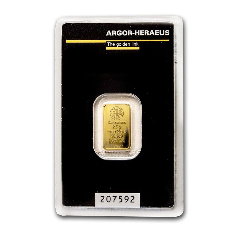 Zlatý slitek 2,5 g Argor Heraeus