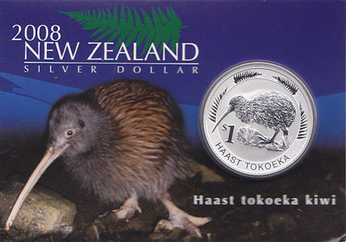 Stříbrná mince 1 oz Kiwi 2008 BU v Kartě