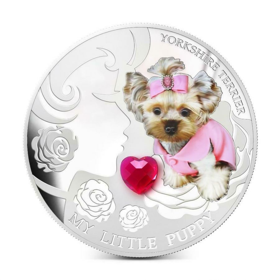 Stříbrná mince 1 oz Yorkšírský teríér Kočky a Psi 2013 Kolorovaná Proof