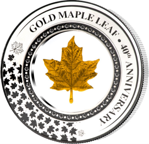Stříbrná mince 2 oz Maple Leaf Embaracing Gold  40. výročí 2019 