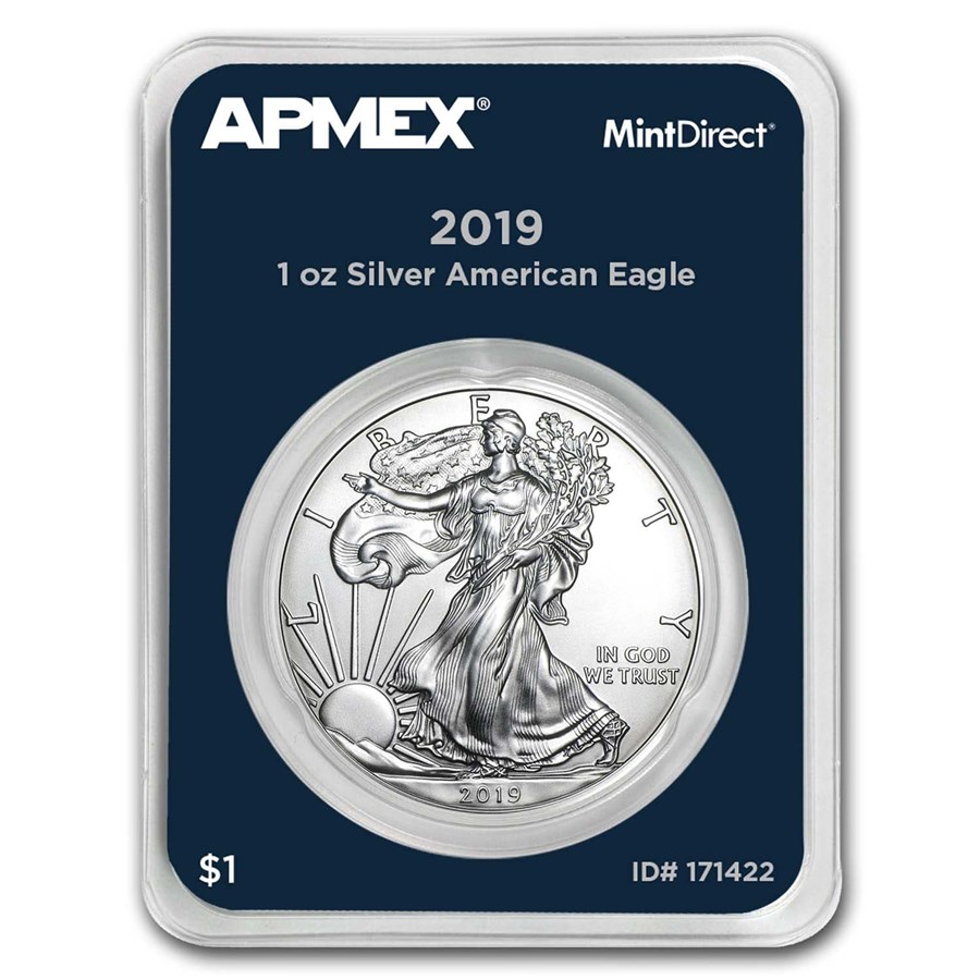 Stříbrná mince 1 oz U.S. Silver Eagle 2019 Apmex MintDirect® PCGS