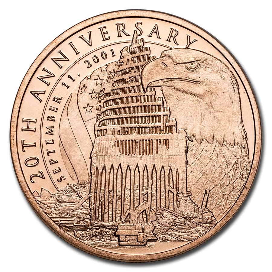 Měděná medaile 1 oz 20. výročí 11. září 2001