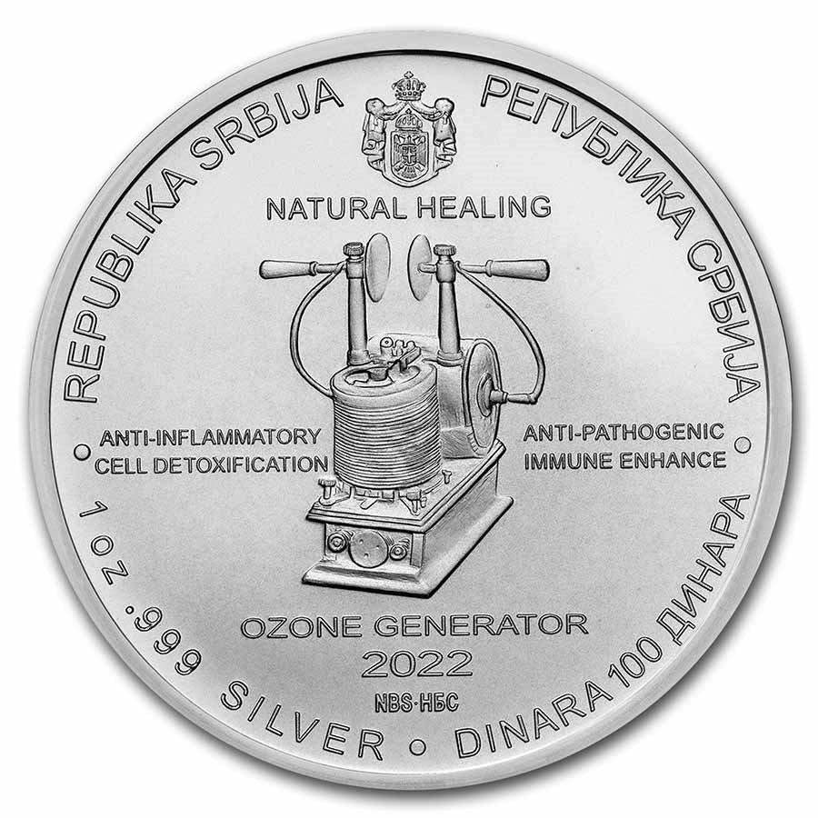 Stříbrná mince 1 oz Nikola Tesla Generátor ozonu 2022
