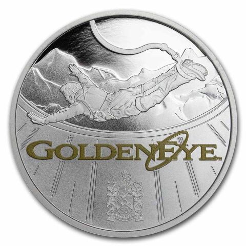  Stříbrná mince James Bond 007 Golden Eye 25. výročí. 1 oz 2020 Proof v krabičce