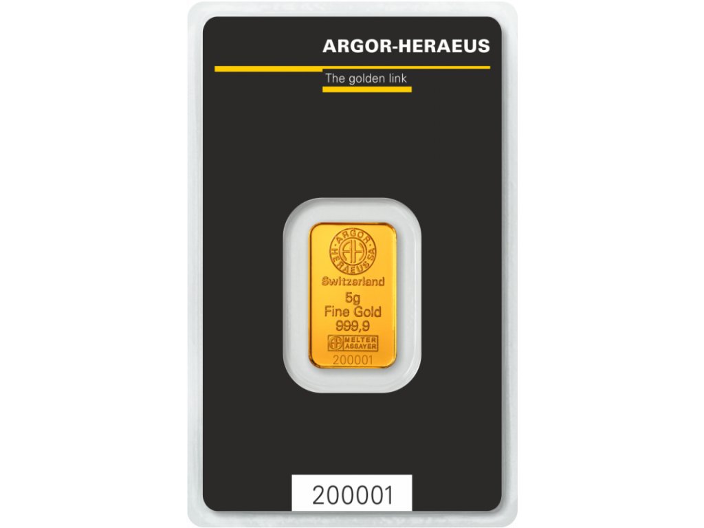 Zlatý slitek 5 g Argor Heraeus
