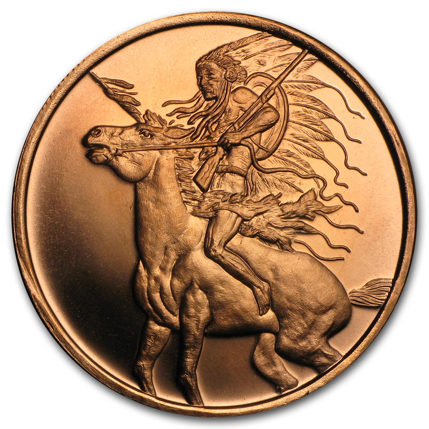 Měděná medaile 1 oz Indiánský náčelník Rudý kůň