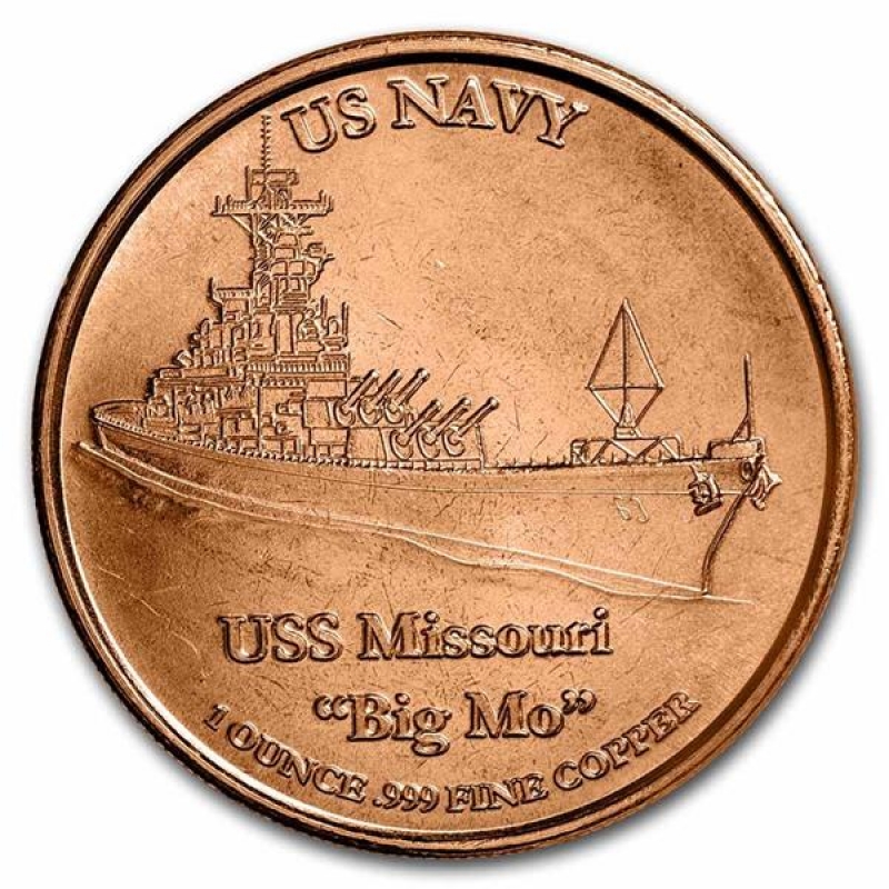 Měděná medaile 1 oz Americká Armáda - USS Missouri "Big Mo"