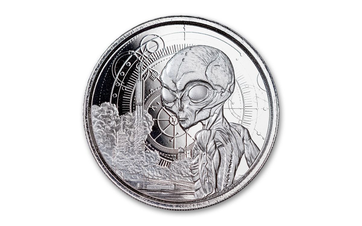 Stříbrná mince 1 oz Mimozemšťan Ghana 2021 BU