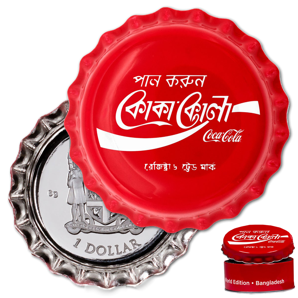 Stříbrná mince 6 g Víčko od láhve Coca-Cola 2020 Bangladesh Proof