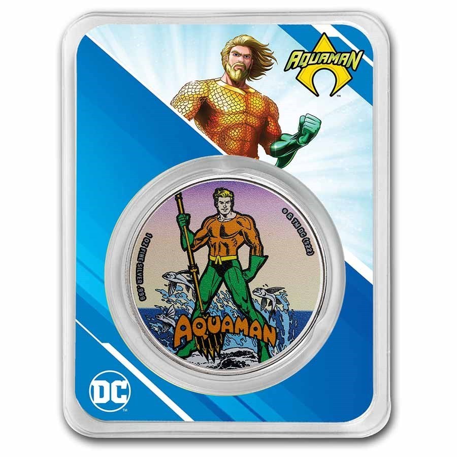Stříbrná mince 1 oz Aquaman DC Comics 2023 Kolorovaná TEP