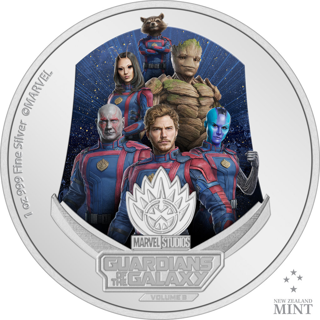 Stříbrná mince 1 oz Strážci Galaxie 3 2023 Kolorovaná Proof
