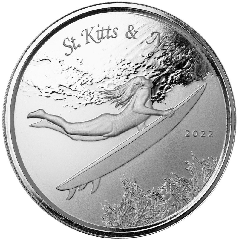 Stříbrná mince St. Kitts & Nevis Podvodní surfařka 1 oz 2022 BU