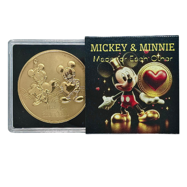 Stříbrná mince Mickey & Minnie Mouse 1 oz 2023 Pozlacená