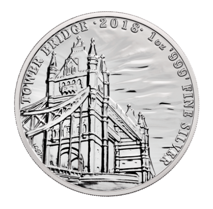  Stříbrná mince Pamětihodnosti Británie Tower Bridge 1 oz 2018