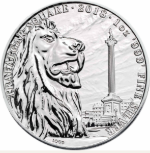  Stříbrná mince Pamětihodnosti Británie Trafalgar Square 1 oz 2018