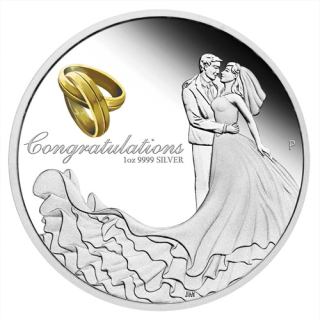 Stříbrná mince 1 oz Svatba Proof Kolorovaná