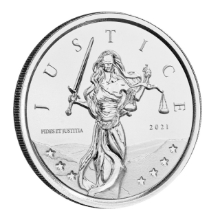 Stříbrná mince Gibraltar Lady Justice 1 oz 2021