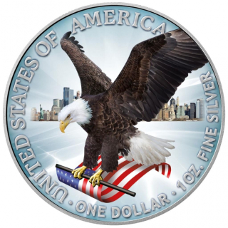 Stříbrná mince American Eagle USA 1 oz 2021 kolorovaná Orel