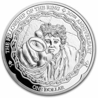Stříbrná mince Pán Prstenů - Frodo  20. výročí 1 oz 2021