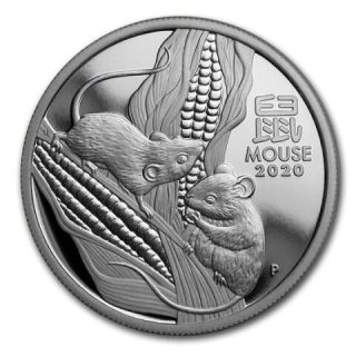 Stříbrná mince 1/2 oz Rok Myši Lunární série III 2020