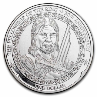Stříbrná mince Pán Prstenů -  Boromir 20. výročí 1 oz 2021
