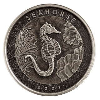 Stříbrná mince Mořský koník Samoa 1 oz 2021 Ostařená