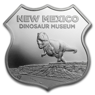 Stříbrná mince 1 oz Icons of Route 66 shield New Mexico Dino Museum