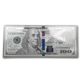Stříbrná bankovka 5 g Benjamin Franklin Amerika Typ III
