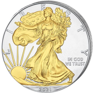 Stříbrná mince 1 oz U.S. Eagle Typ 1 Pozlacená