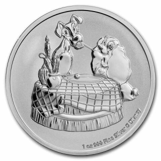 Stříbrná mince 1 oz Lady a Tramp Disney 2022 BU
