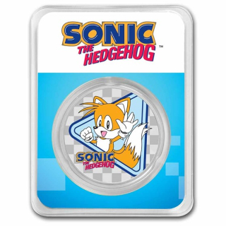 Stříbrá mince 1 oz Sonic Tails SEGA 2022 Kolorovaná BU TEP