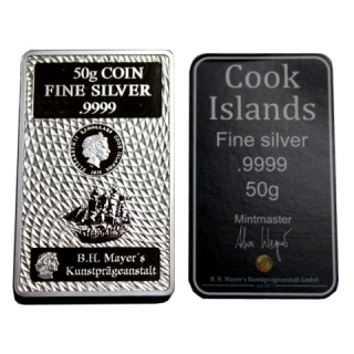 Stříbrný slitek 50 g Cook Island 2021