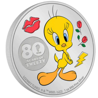 Stříbrná mince 1 oz 80. výročí Kanárek Tweety 2022 Proof