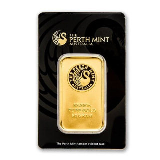 Zlatý slitek 50 g Perth Mint